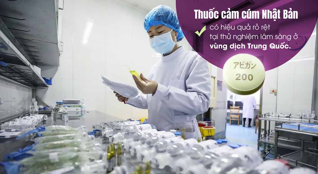 Thuốc cảm cúm Nhật Bản, có hiệu quả rõ rệt tại thử nghiệm lâm sàng ở vùng dịch Trung Quốc.