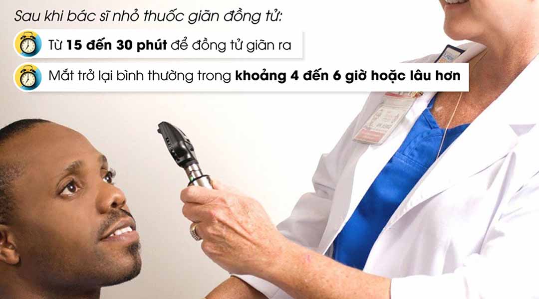 Thời gian cho việc giãn nở mắt từ bác sĩ là tùy theo mỗi người.