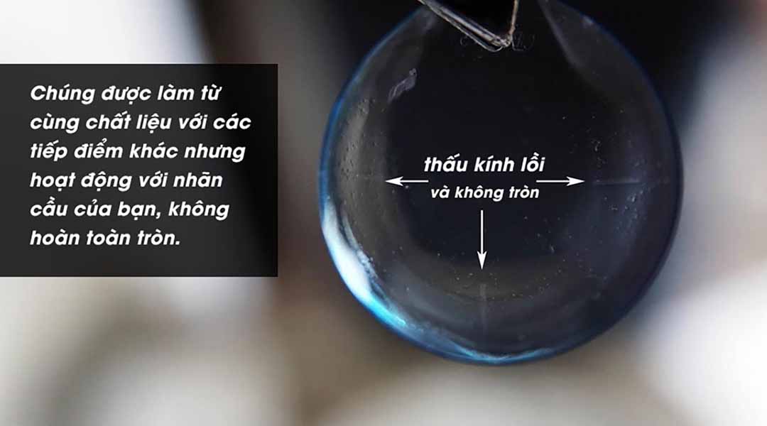 Kính áp tròng lồi cho người loạn thị, hình dạng của loại này là không tròn hoàn toàn.